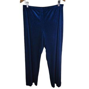 Elementz Women's Blue Velour Wide Leg Pull On Pants size L